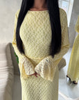 Hana Yellow Floral Lace Detail Modest Dress
