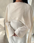 Fia Cream Lace Trim Detail Modest Tie Back Dress