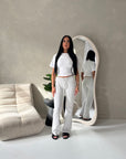 Emily White Short Sleeve Cinched Waist Fitted T-Shirt