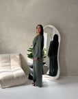 Fria Khaki Plain Soft Satin Wrap Trouser Co Ord Set