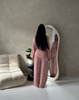 Fria Pink Plain Soft Satin Wrap Trouser Co Ord Set