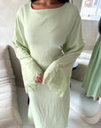 Amal Mint Lace Sleeve Detail Summer Dress