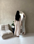 Amal Beige Lace Sleeve Detail Summer Dress