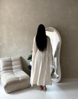 Atara Cream Floral Embroidery Cape Tie Back Dress