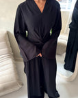 Amal Black V Neck Front Knot Trouser Co Ord Set