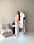 Riella Cream Mesh Cape Floral Lined Top