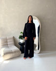 Miray Black Ring Buckle Linen Trouser Co Ord Set