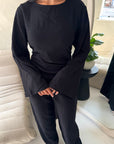 Miray Black Ring Buckle Linen Trouser Co Ord Set