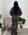 Dion Charcoal Bomber Sweatshirt With Zip And Jogger Loungewear Set