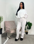Dion Grey Bomber Sweatshirt With Zip And Jogger Loungewear Set