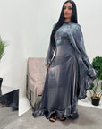 Nazah Charcoal Side Drape Modest Dress