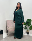 Aleah Emerald Green Plain Front Knot Modest Dress