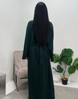 Aleah Emerald Green Plain Front Knot Modest Dress