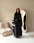 Myrah Black Lace Detail Modest Skirt Co Ord Set