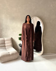 Amara Brown Lace Detail Two Peice Co Ord Abaya Set