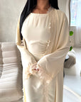 Amara Cream Lace Detail Two Peice Co Ord Abaya Set