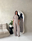 Adina Mocha Soft Assymetrical Trouser Co Ord Set