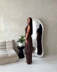 Adina Brown Soft Assymetrical Trouser Co Ord Set