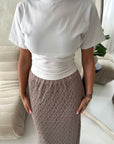 Tami Mocha Lace Detail Elasticated Maxi Skirt