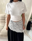 Tasha Black Lace Detail Modest Elasticated Skirt