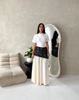 Tasha Cream Lace Detail Modest Elasticated Skirt