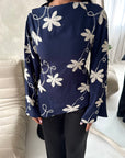Daniyah Navy Floral Embroidery Summer Top