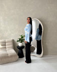 Daniyah Blue Floral Embroidery Summer Top