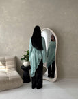 Beyi Mint Lace Assymetrical Satin Midi Dress