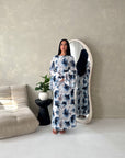 Lumera Royal Blue Mesh Floral Print Summer Dress