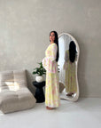 Lumera Yellow Mesh Floral Print Summer Dress