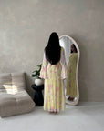 Lumera Yellow Mesh Floral Print Summer Dress