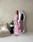 Lumera Pink Mesh Floral Print Summer Dress