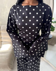 Jayna Black Polka Dot Satin Tie Back Dress