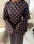 Jayna Brown Polka Dot Satin Tie Back Dress
