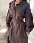 Remi Brown Cotton Shirt Summer Dress