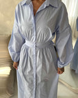 Remi Blue Cotton Shirt Summer Dress