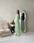 Fria Mint Lace Abaya Modest 2pcs Set