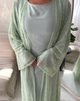 Fria Mint Lace Abaya Modest 2pcs Set