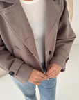 Aura Mocha Cropped Pocket Trench Coat