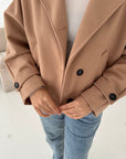 Aura Camel Cropped Pocket Trench Coat