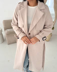 Blair Beige Thick Belted Trench Jacket