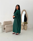 Sherin Emerald Green Pearl Detail Modest Dress