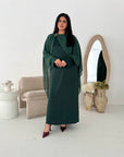Roselle Emerald Green Gold Buckle Mesh Cape Dress
