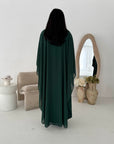 Roselle Emerald Green Gold Buckle Mesh Cape Dress