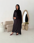 Roselle Black Gold Buckle Mesh Cape Dress