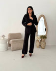 Livia Black Gold Buckle Wrap Blazer & Trouser Co Ord Set