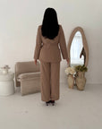 Livia Camel Gold Buckle Wrap Blazer & Trouser Co Ord Set