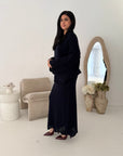 Fajr Navy Knitted Crochet Detail Skirt Co Ord Set