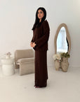 Fajr Brown Knitted Crochet Detail Skirt Co Ord Set