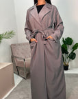Elham Grey Quality Lightweight Pocket Belted Trench Coat